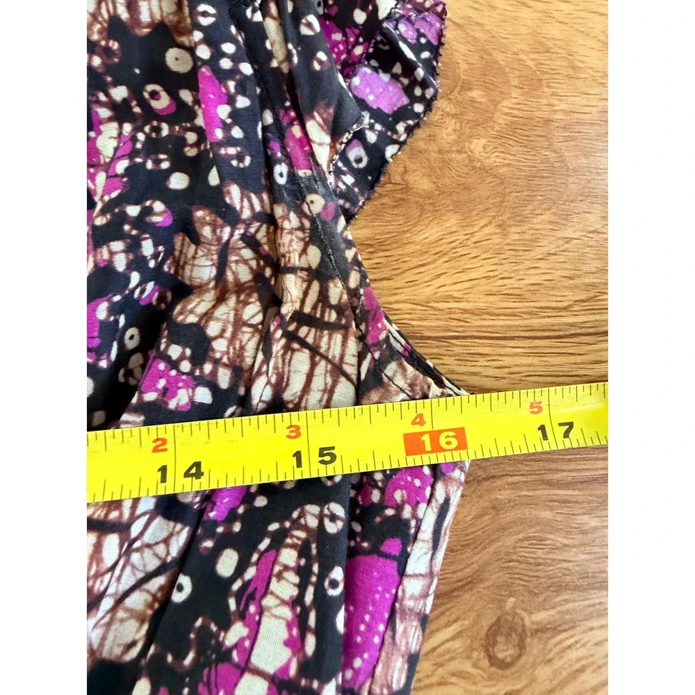 Ulla Johnson Asis Midi Dress Cotton Silk Batik Floral Tiered Purple Fuchsia 0